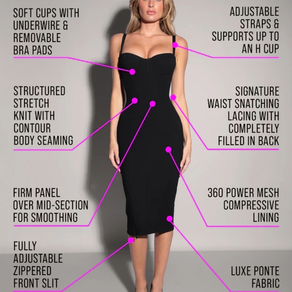 Ta3 Seamed Lushy Midi Dress Size L